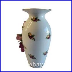 Royal Albert Old Country Roses 9 5/8 Sculpted 3-Dim Vase Porcelain England