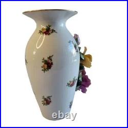 Royal Albert Old Country Roses 9 5/8 Sculpted 3-Dim Vase Porcelain England