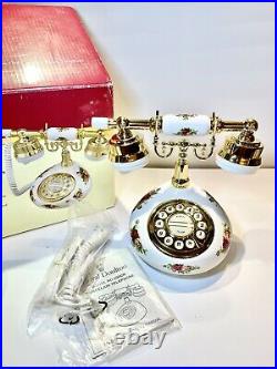 Royal Albert Old Country Roses Antique Style Cradle Push Button Telephone