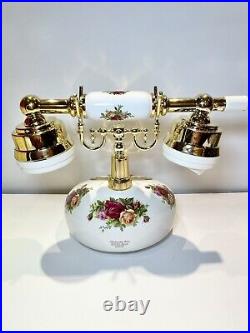 Royal Albert Old Country Roses Antique Style Cradle Push Button Telephone
