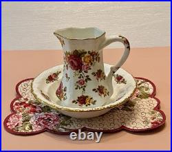 Royal Albert Old Country Roses Basin Bowl Fenton China Water Pitcher Ewer Set