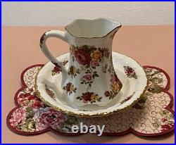 Royal Albert Old Country Roses Basin Bowl Fenton China Water Pitcher Ewer Set