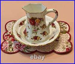 Royal Albert Old Country Roses Basin Bowl Fenton China Water Pitcher Ewer Set