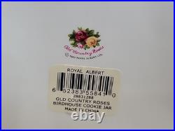 Royal Albert Old Country Roses Bird House Cookie Jar Canister Bird on top 24 Kt