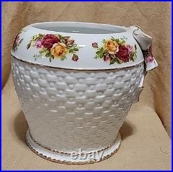 Royal Albert Old Country Roses Biscuit Cookie Jar Signed Numbered Barrel Basket