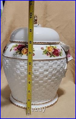 Royal Albert Old Country Roses Biscuit Cookie Jar Signed Numbered Barrel Basket