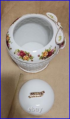 Royal Albert Old Country Roses Biscuit Cookie Jar Signed Numbered Barrel Basket
