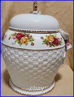 Royal Albert Old Country Roses Biscuit Cookie Jar Signed Numbered Barrel Basket