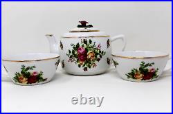 Royal Albert Old Country Roses Bone China 1962 English Teapot 2 Tea Cups RARE