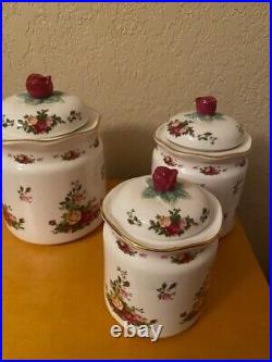 Royal Albert Old Country Roses Bone China Canister Set of 3 NEW with Original Box