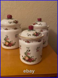 Royal Albert Old Country Roses Bone China Canister Set of 3 NEW with Original Box