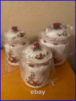 Royal Albert Old Country Roses Bone China Canister Set of 3 NEW with Original Box