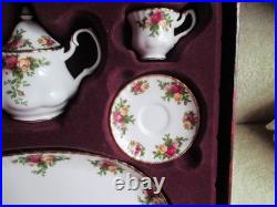 Royal Albert Old Country Roses Bone China Childs Tea Set 7 pc. Set Gold Trim