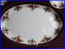 Royal Albert Old Country Roses Bone China Childs Tea Set 7 pc. Set Gold Trim