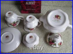 Royal Albert Old Country Roses Bone China Childs Tea Set 7 pc. Set Gold Trim