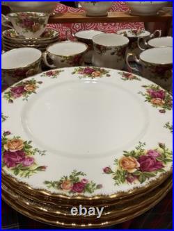Royal Albert Old Country Roses Bone China Dinner Set Teapot Cups Plates 1982