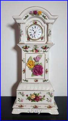Royal Albert Old Country Roses Bone China Grandfather Clock Handcrafted Quartz M