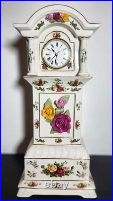 Royal Albert Old Country Roses Bone China Grandfather Clock Handcrafted Quartz M