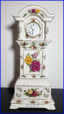 Royal Albert Old Country Roses Bone China Grandfather Clock Handcrafted Quartz M