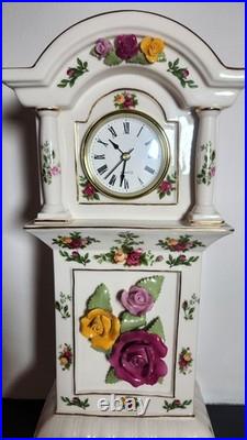 Royal Albert Old Country Roses Bone China Grandfather Clock Handcrafted Quartz M