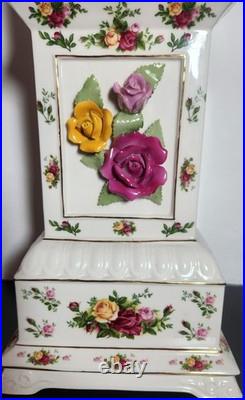 Royal Albert Old Country Roses Bone China Grandfather Clock Handcrafted Quartz M