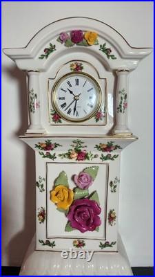 Royal Albert Old Country Roses Bone China Grandfather Clock Handcrafted Quartz M