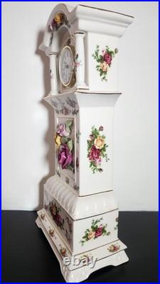 Royal Albert Old Country Roses Bone China Grandfather Clock Handcrafted Quartz M