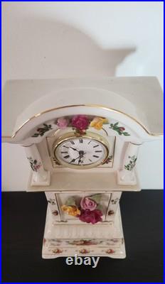 Royal Albert Old Country Roses Bone China Grandfather Clock Handcrafted Quartz M