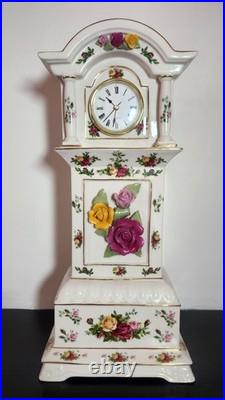 Royal Albert Old Country Roses Bone China Grandfather Clock Handcrafted Quartz M