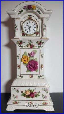 Royal Albert Old Country Roses Bone China Grandfather Clock Handcrafted Quartz M