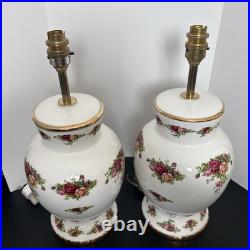 Royal Albert Old Country Roses Bone China Lamp Base Pair 11' 240V UK Plug READ