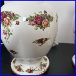Royal Albert Old Country Roses Bone China Lamp Base Pair 11' 240V UK Plug READ