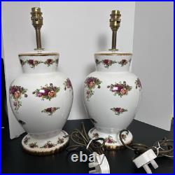 Royal Albert Old Country Roses Bone China Lamp Base Pair 11' 240V UK Plug READ