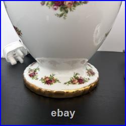 Royal Albert Old Country Roses Bone China Lamp Base Pair 11' 240V UK Plug READ