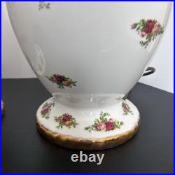 Royal Albert Old Country Roses Bone China Lamp Base Pair 11' 240V UK Plug READ