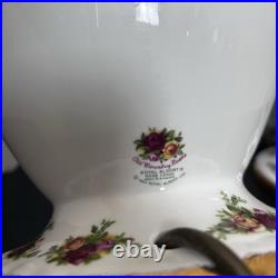 Royal Albert Old Country Roses Bone China Lamp Base Pair 11' 240V UK Plug READ