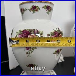 Royal Albert Old Country Roses Bone China Lamp Base Pair 11' 240V UK Plug READ