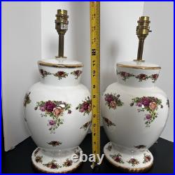 Royal Albert Old Country Roses Bone China Lamp Base Pair 11' 240V UK Plug READ