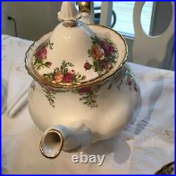 Royal Albert Old Country Roses Bone China Tea Set For 2 England Gold Rim Teapot