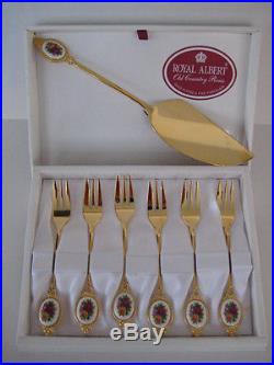Royal Albert Old Country Roses Boxed Set Of Slice And 6 Cake Forks Afternoon Tea