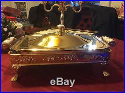 Royal Albert Old Country Roses Brass Server With Glass Baking Dish Rare