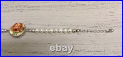 Royal Albert Old Country Roses Broken China Jewelry Pearl Silver Ladies Bracelet Royal Albert Old Country Roses Broken China Jewelry Pearl Silver Ladies Bracelet