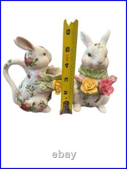 Royal Albert Old Country Roses Bunny Rabbit Sugar And Creamer Spring Easter