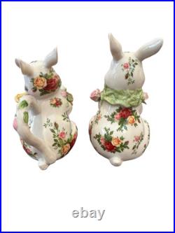 Royal Albert Old Country Roses Bunny Rabbit Sugar And Creamer Spring Easter