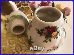 Royal Albert Old Country Roses Bunny Tea Set-Teapot, Sugar Bowl And Creamer