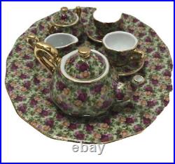 Royal Albert Old Country Roses CHINTZ Collection 9 Pc Miniature Tea Set Rare HTF