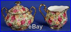 Royal Albert Old Country Roses CHINTZ Creamer & Covered Sugar Bowl -MINT