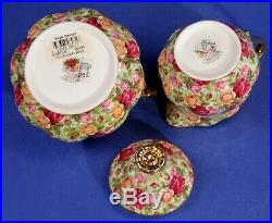 Royal Albert Old Country Roses CHINTZ Creamer & Covered Sugar Bowl -MINT