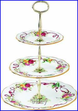 Royal Albert Old Country Roses CHRISTMAS TREE THREE TIER CAKE STAND NEW IN BOX