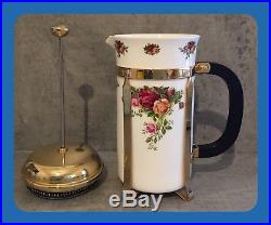 Royal Albert'Old Country Roses' Cafetiere Coffee Pot 1962 backstamp 1ST QLTY